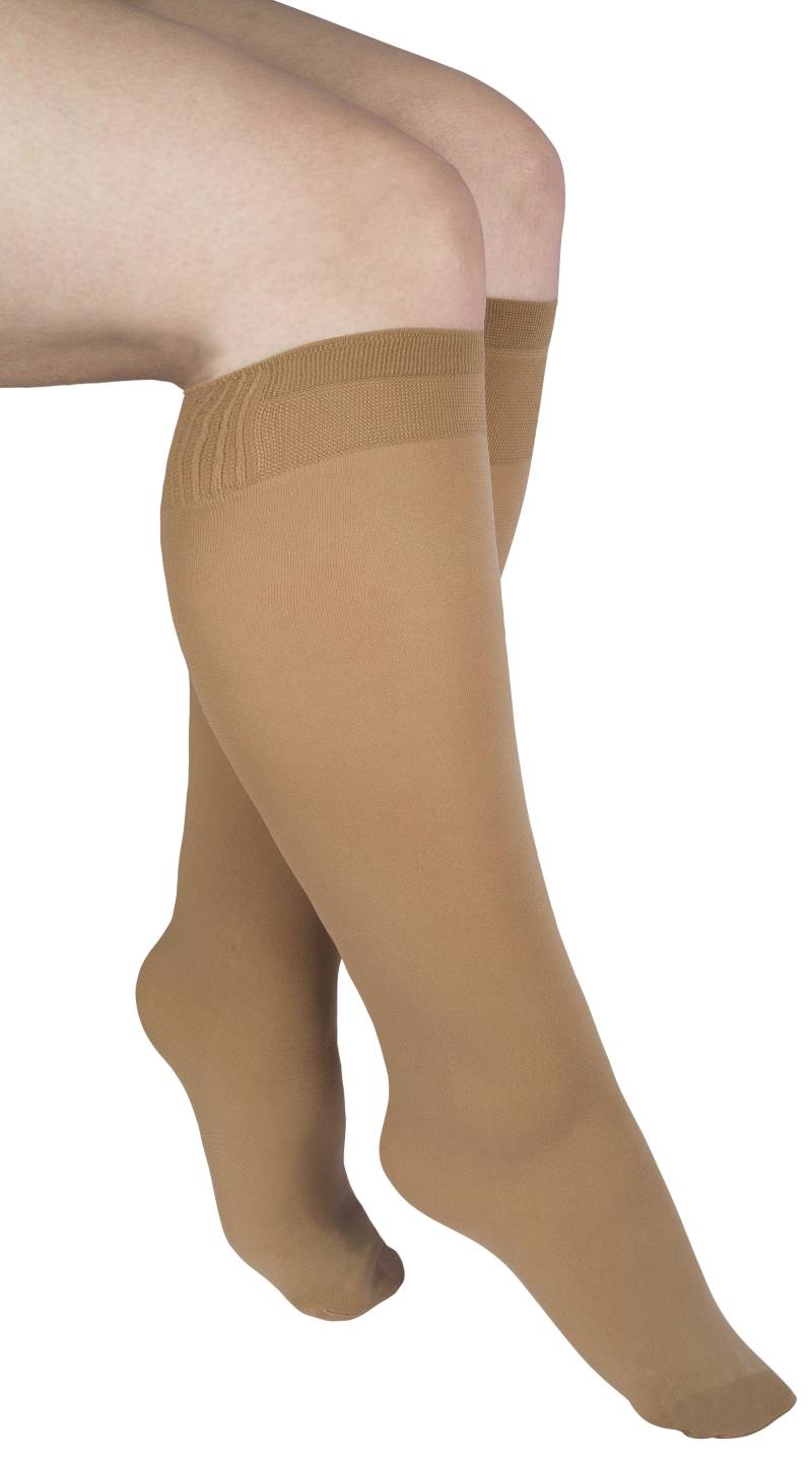 Janastyle Feinkniestrümpfe »BIG Feinkniestrümpfe mit extrabreitem Bund«, (3 Paar), für einen Wadenumfang bis zu 56 cm, für starke Waden von Janastyle