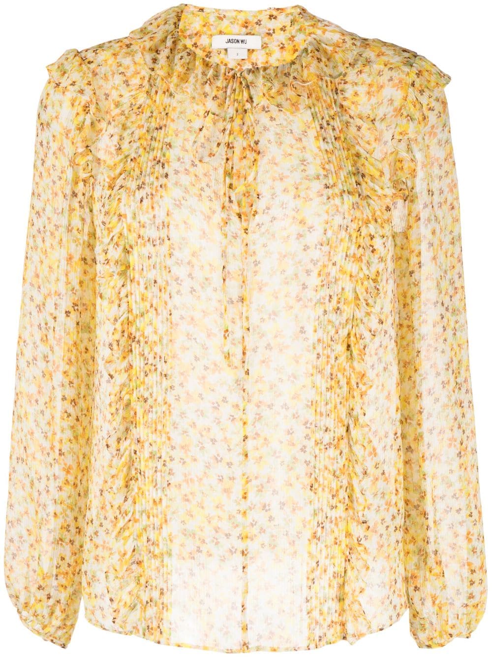 Jason Wu floral-print ruffled silk blouse - Yellow von Jason Wu