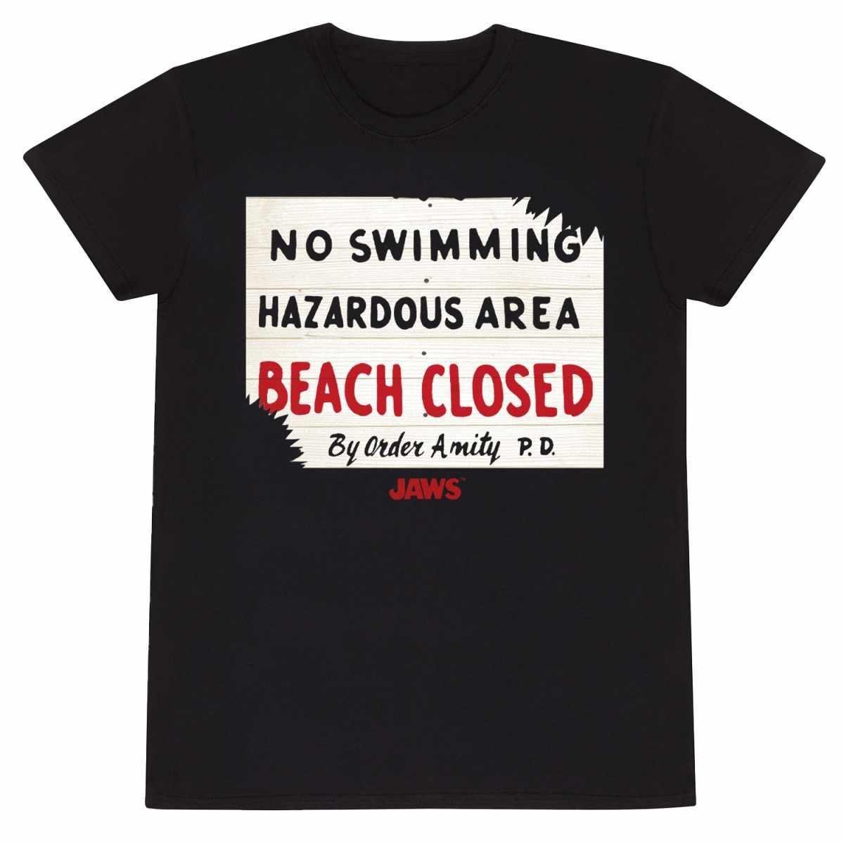 No Swimming Tshirt Damen Schwarz L von Jaws