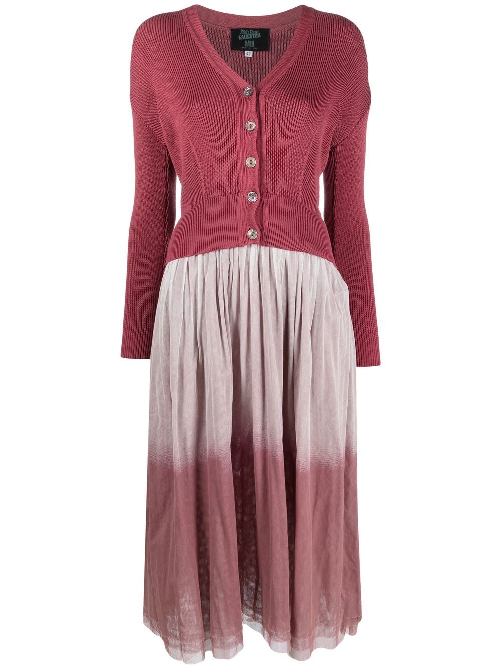 Jean Paul Gaultier Pre-Owned 1991 knit-panelled midi dress - Pink von Jean Paul Gaultier Pre-Owned