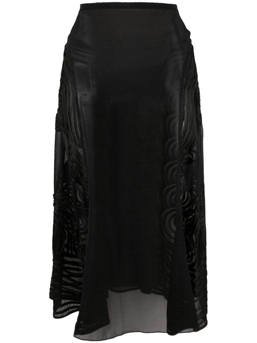 Jean Paul Gaultier Pre-Owned 2000s appliquée sheer flared silk skirt - Black von Jean Paul Gaultier Pre-Owned