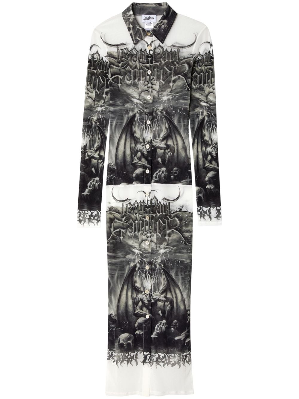 Jean Paul Gaultier Diablo-print midi shirt dress - Black von Jean Paul Gaultier