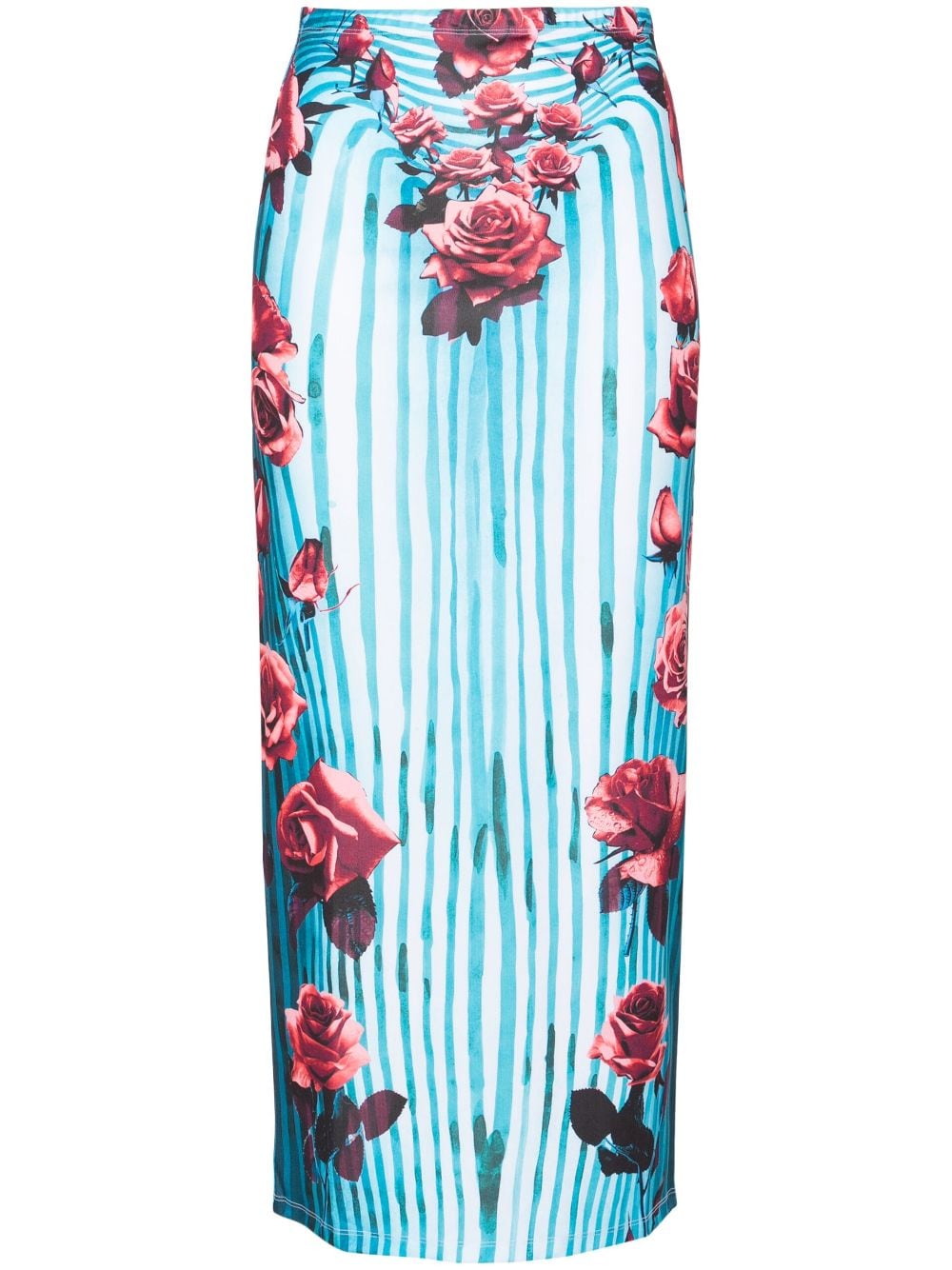 Jean Paul Gaultier Morphing floral-print pencil skirt - Blue von Jean Paul Gaultier