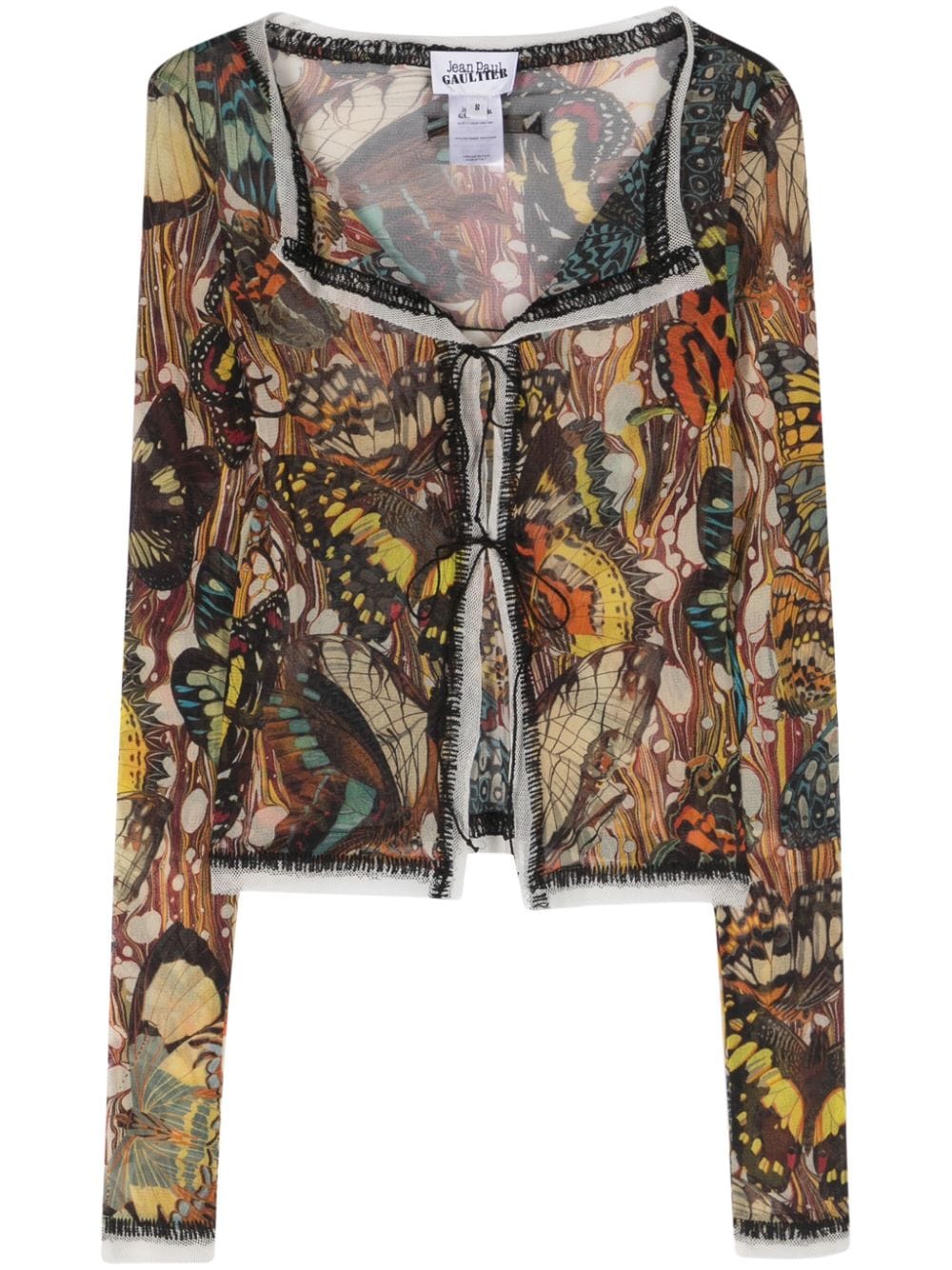 Jean Paul Gaultier butterfly-print mesh cardigan - Yellow von Jean Paul Gaultier