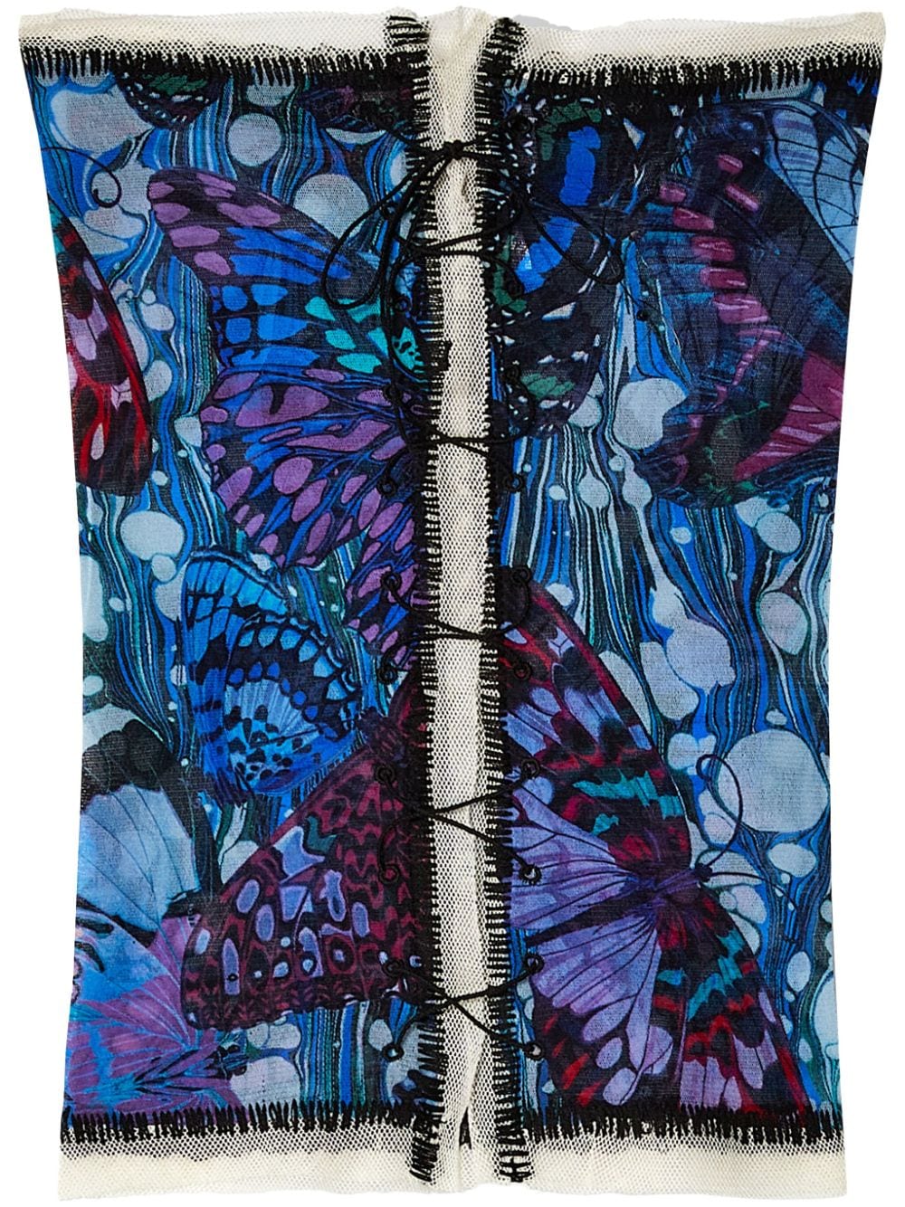 Jean Paul Gaultier butterfly-print tube top - Blue von Jean Paul Gaultier