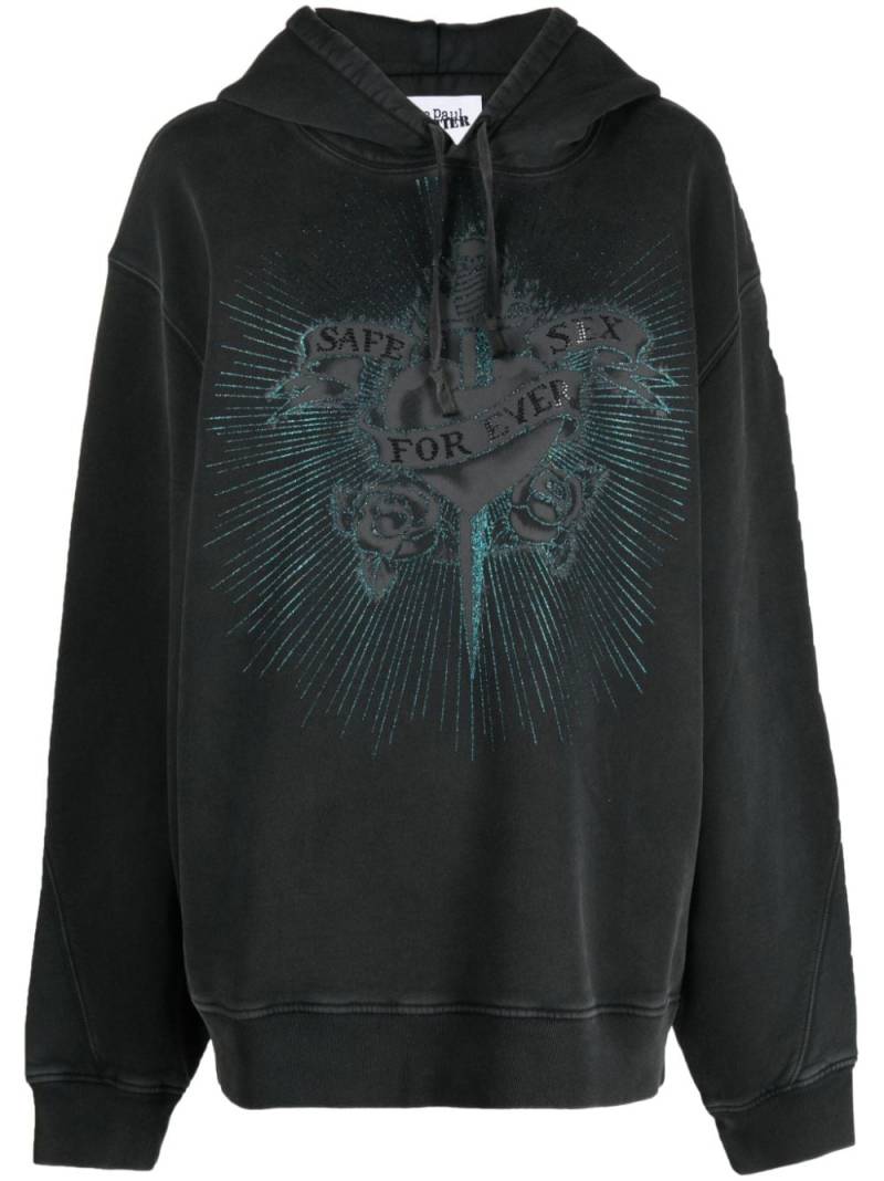 Jean Paul Gaultier crystal-embellished cotton hoodie - Black von Jean Paul Gaultier