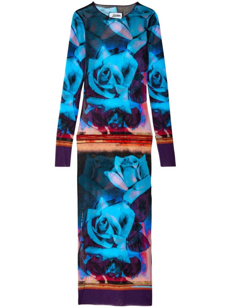 Jean Paul Gaultier floral-print mesh maxi dress - Purple von Jean Paul Gaultier