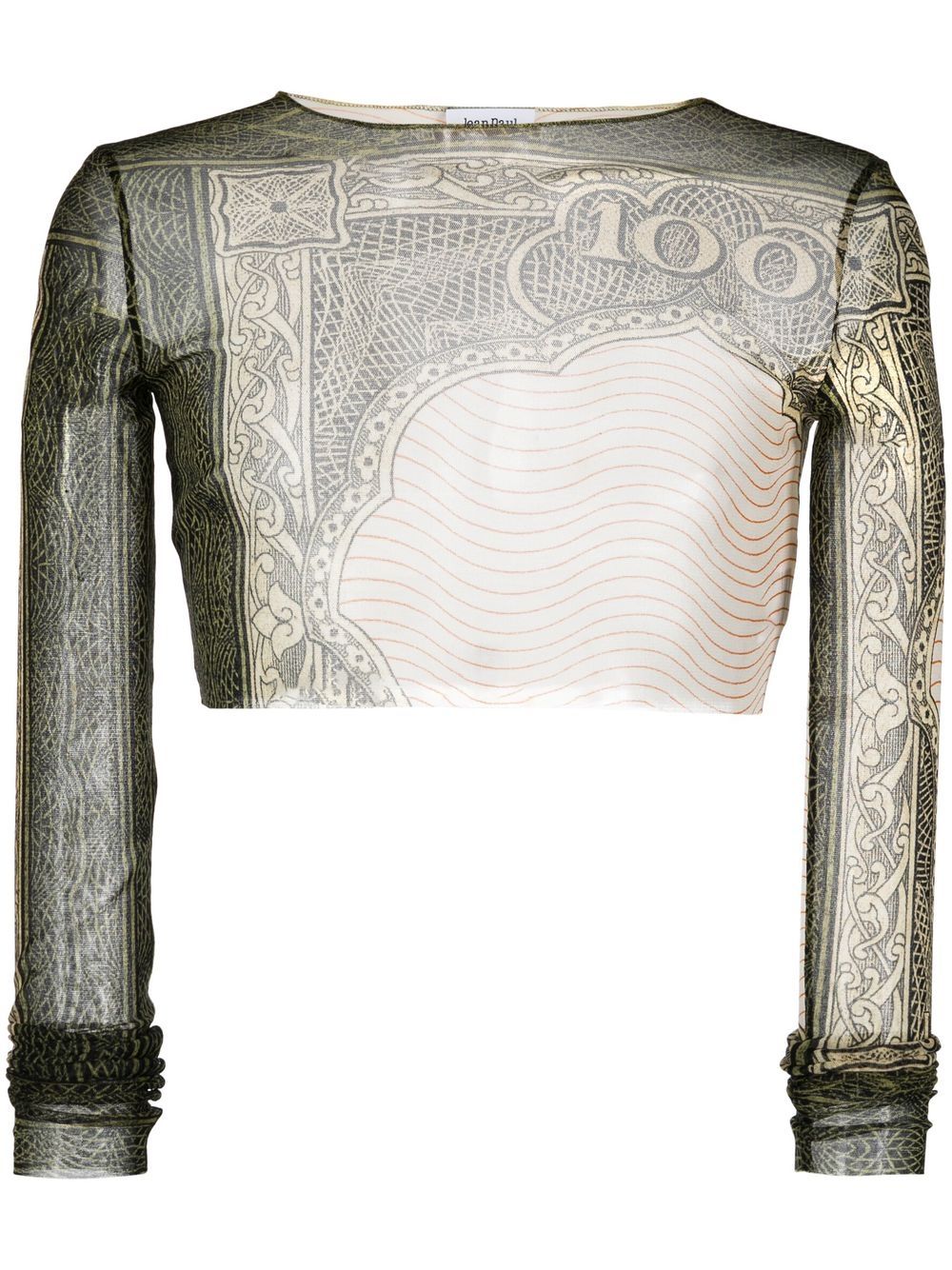 Jean Paul Gaultier graphic-print stretch cropped top - Neutrals von Jean Paul Gaultier