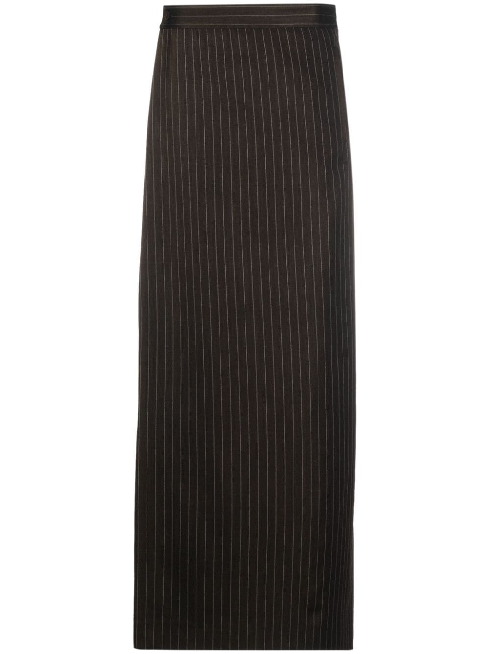 Jean Paul Gaultier pinstripe layered wool-blend trousers - Brown von Jean Paul Gaultier