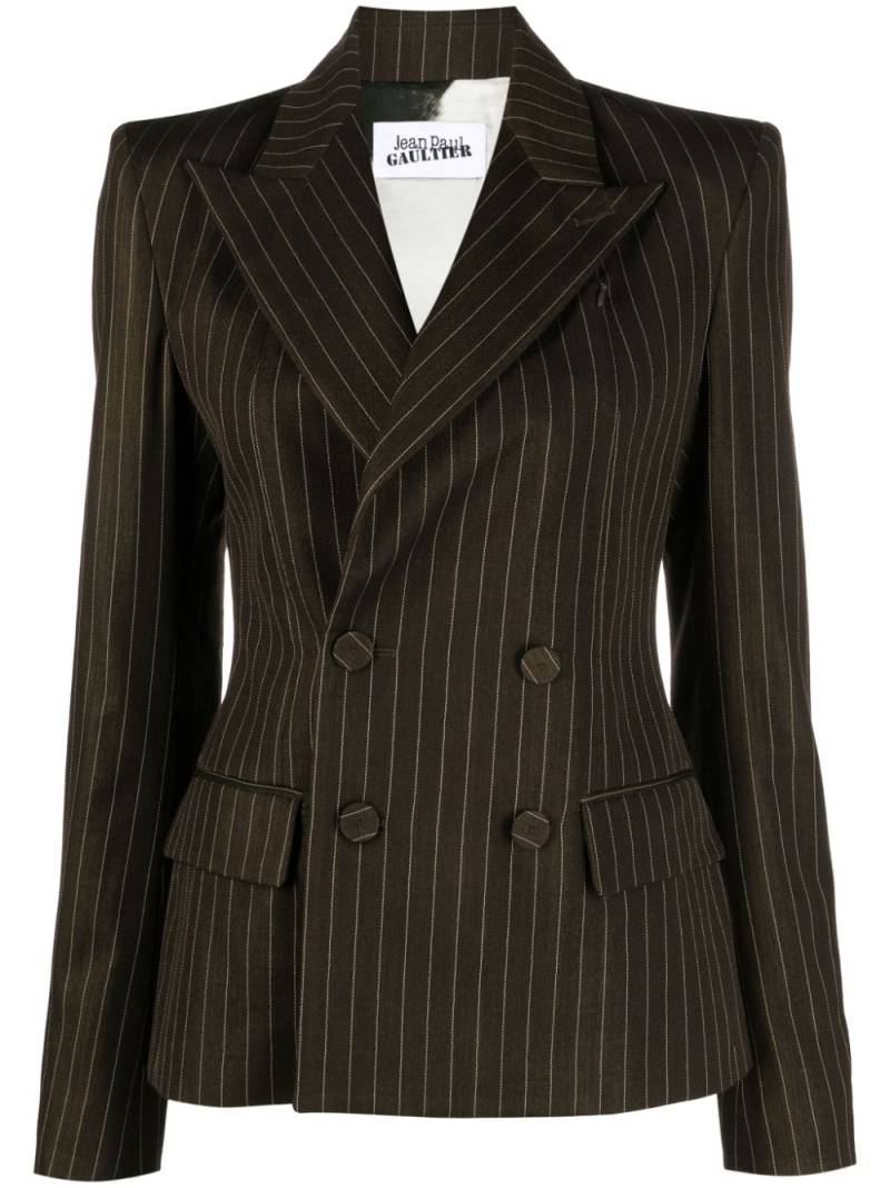 Jean Paul Gaultier pinstriped double-breasted wool blend blazer - Brown von Jean Paul Gaultier