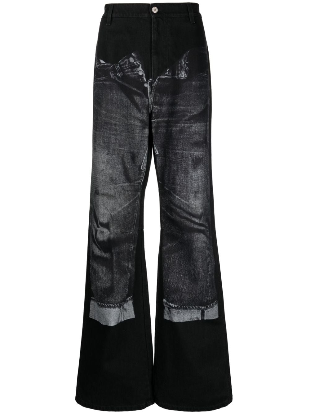 Jean Paul Gaultier trompe l'oeil-print cotton jeans - Black von Jean Paul Gaultier
