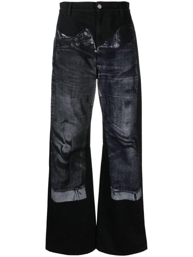 Jean Paul Gaultier trompe l'oeil-print wide-leg jeans - Black von Jean Paul Gaultier
