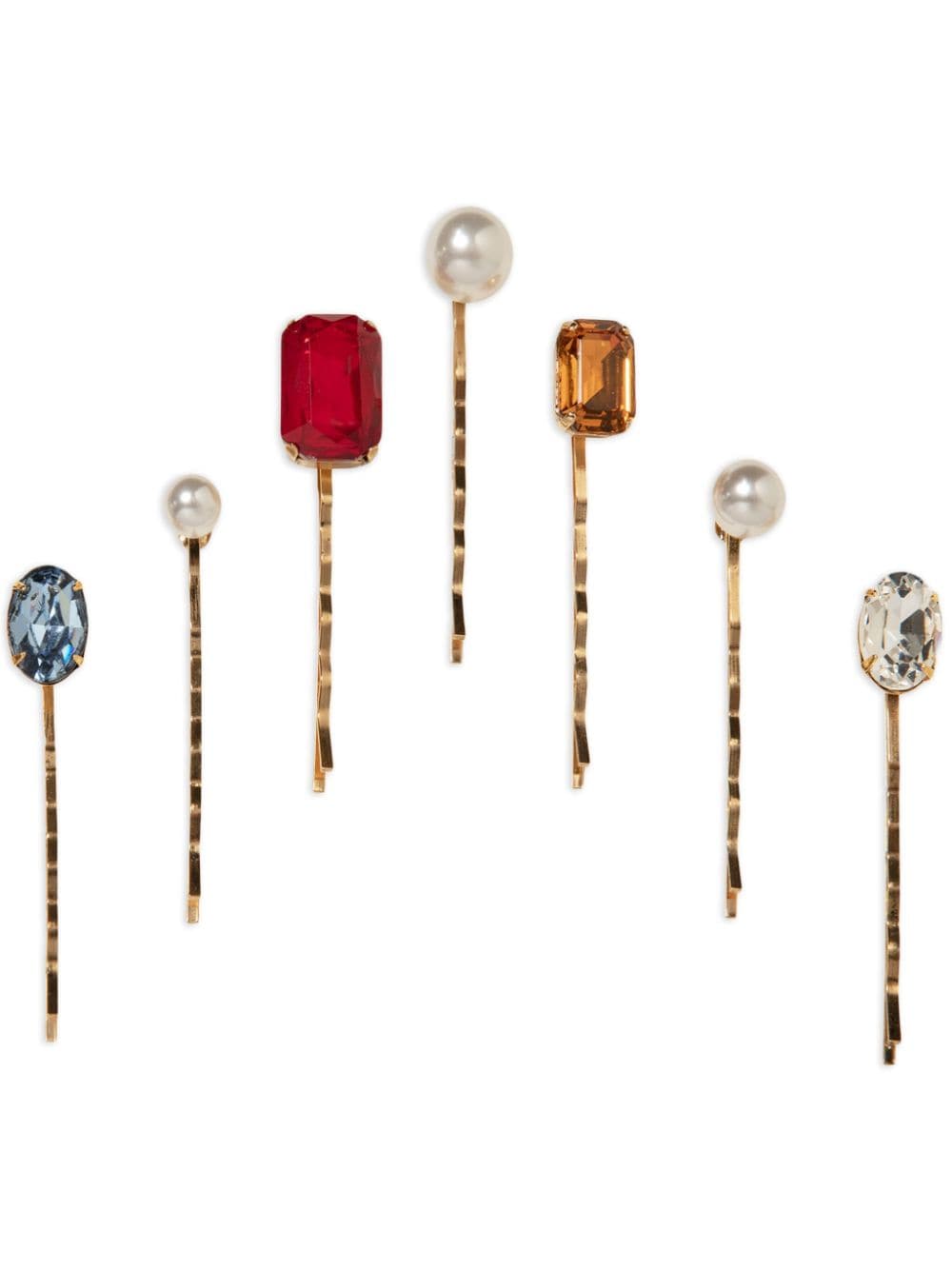 Jennifer Behr Kristel Bobby crystal-embellished pin (set of seven) - Red von Jennifer Behr