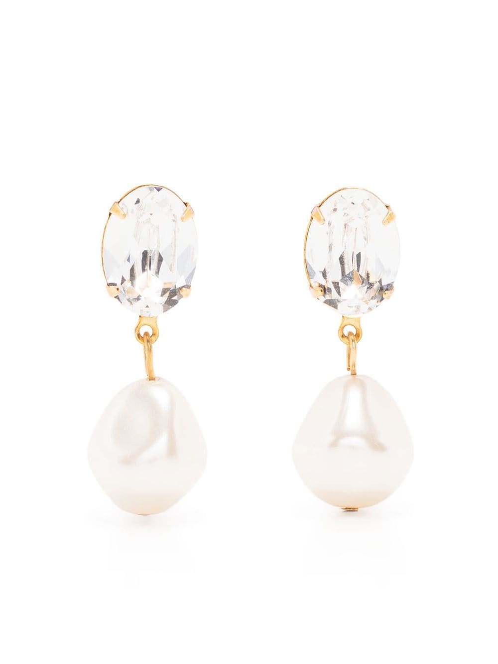 Jennifer Behr Tunis crystal pearl drop earrings - Gold von Jennifer Behr