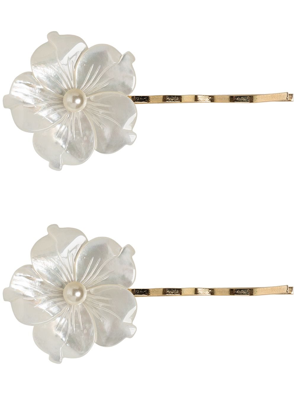 Jennifer Behr Zia floral bobby pins - White von Jennifer Behr