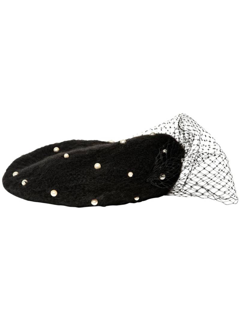 Jennifer Behr pearl-embellished voilette beret - Black von Jennifer Behr