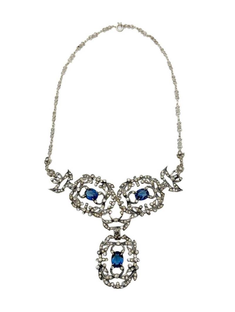 Jennifer Gibson Jewellery Vintage Castlecliffe Renaissance Sterling Silver & Sapphire Paste Necklace 1940s - Blue von Jennifer Gibson Jewellery
