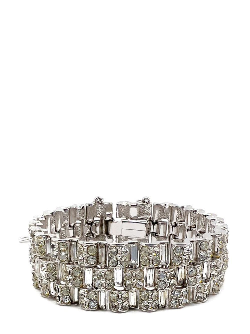 Jennifer Gibson Jewellery Vintage Deco Style Crystal Tank Track Bracelet 1950s - Silver von Jennifer Gibson Jewellery