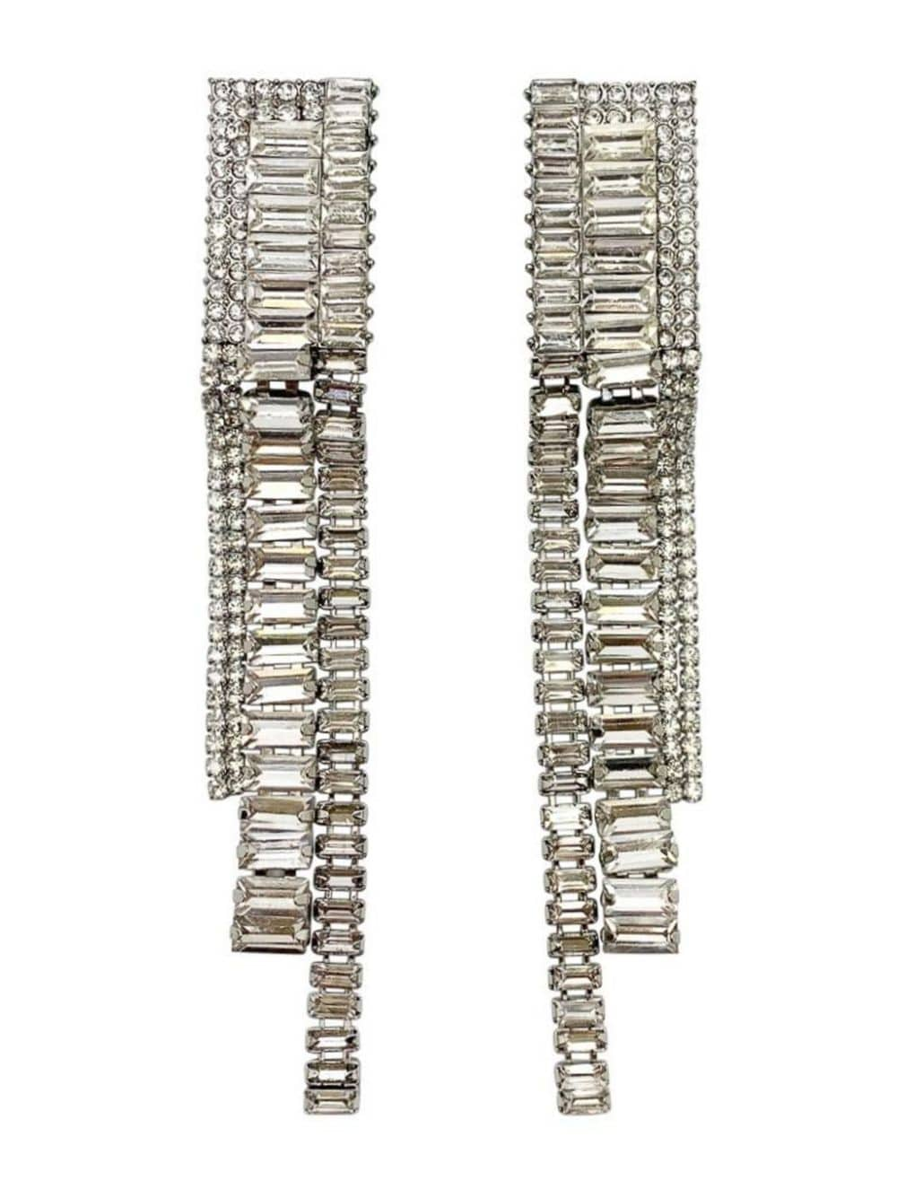 Jennifer Gibson Jewellery Vintage deco inspired long line cocktail earrings 1960s - Silver von Jennifer Gibson Jewellery