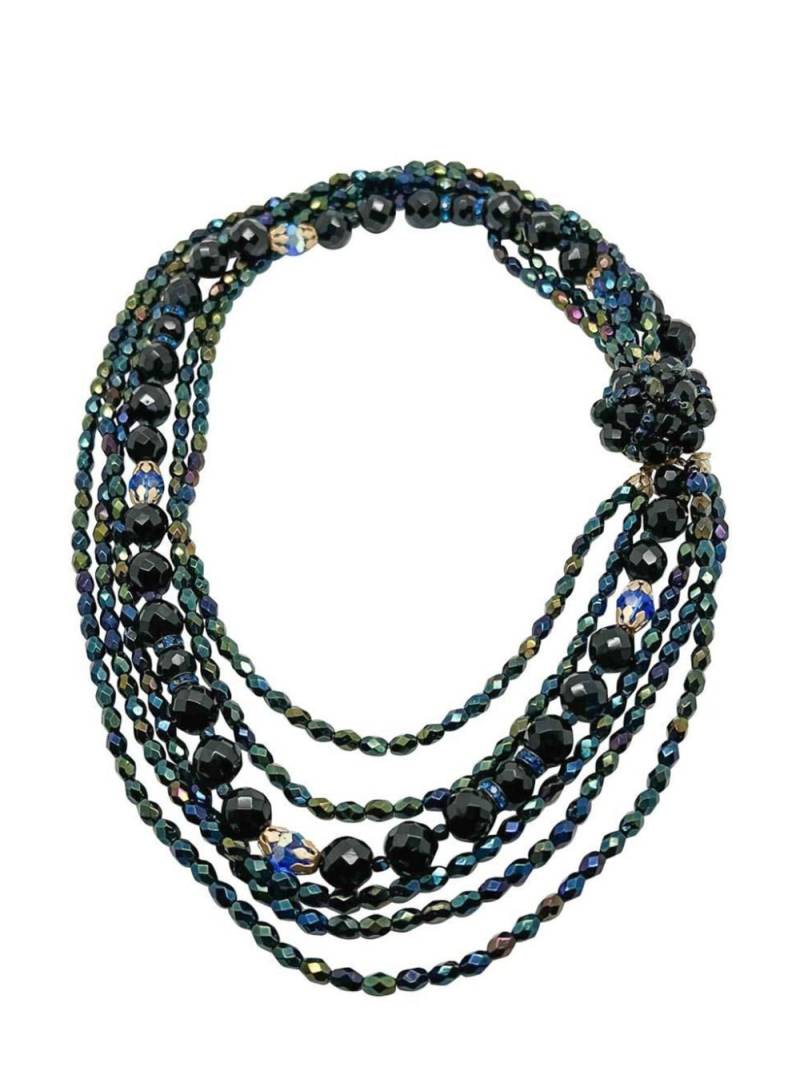 Jennifer Gibson Jewellery Vintage midnight crystal torsade necklace 1950s - Black von Jennifer Gibson Jewellery