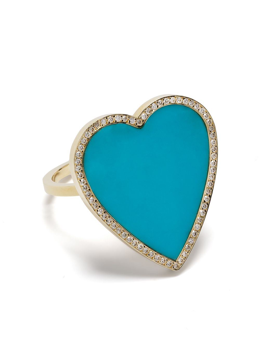 Jennifer Meyer 18kt yellow gold turquoise and diamond heart ring von Jennifer Meyer