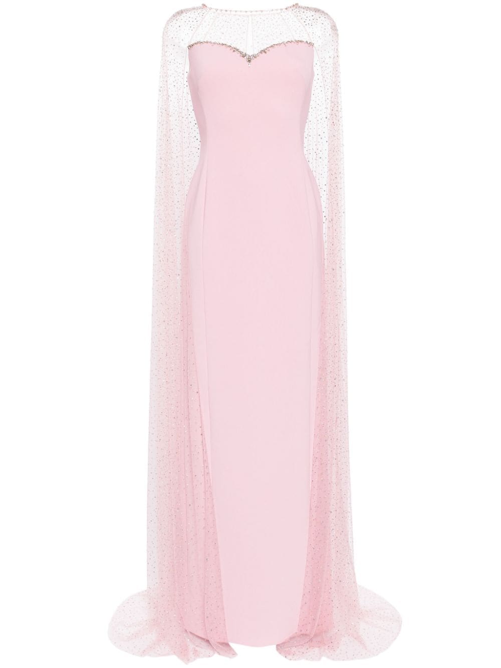 Jenny Packham Cordelia rhinestone-embellished cape gown - Pink von Jenny Packham