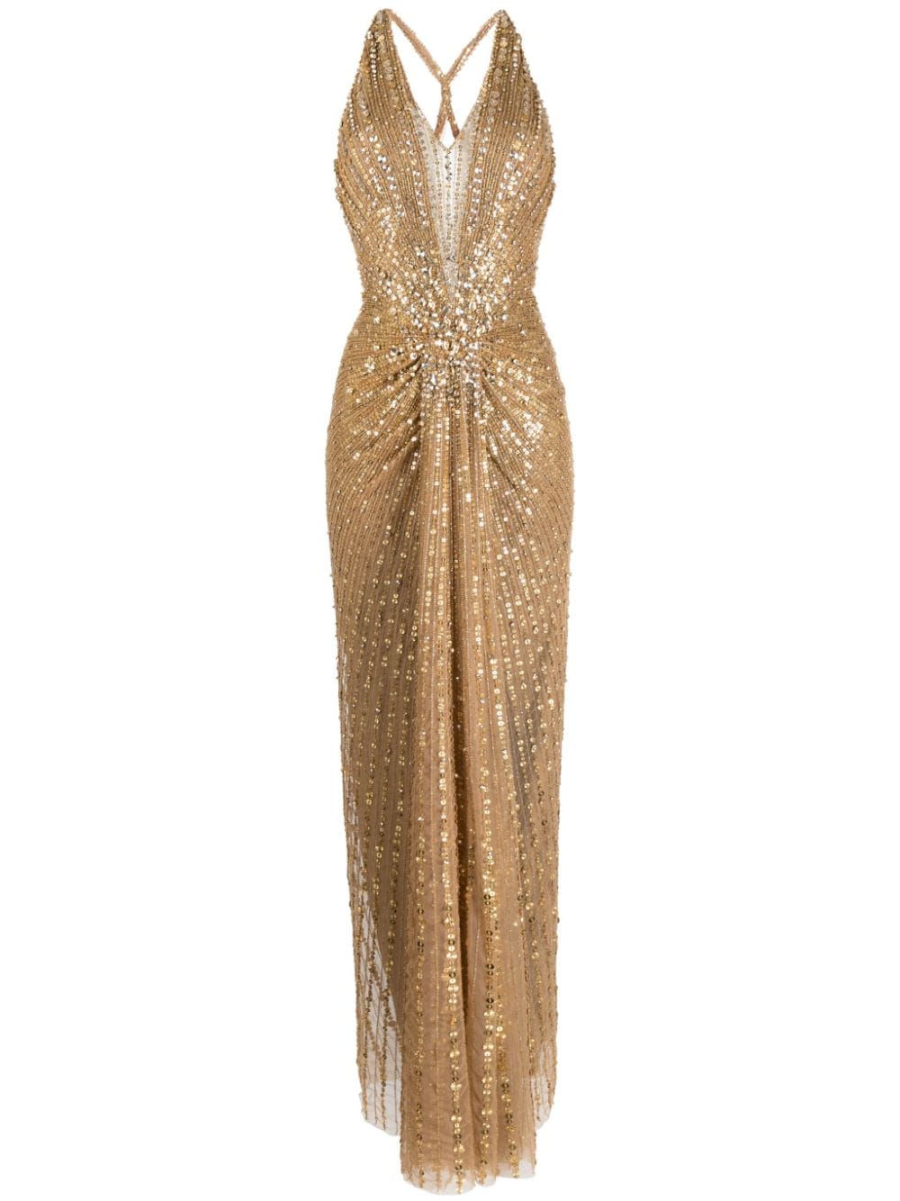 Jenny Packham Lana crystal-embellished halterneck dress - Gold von Jenny Packham