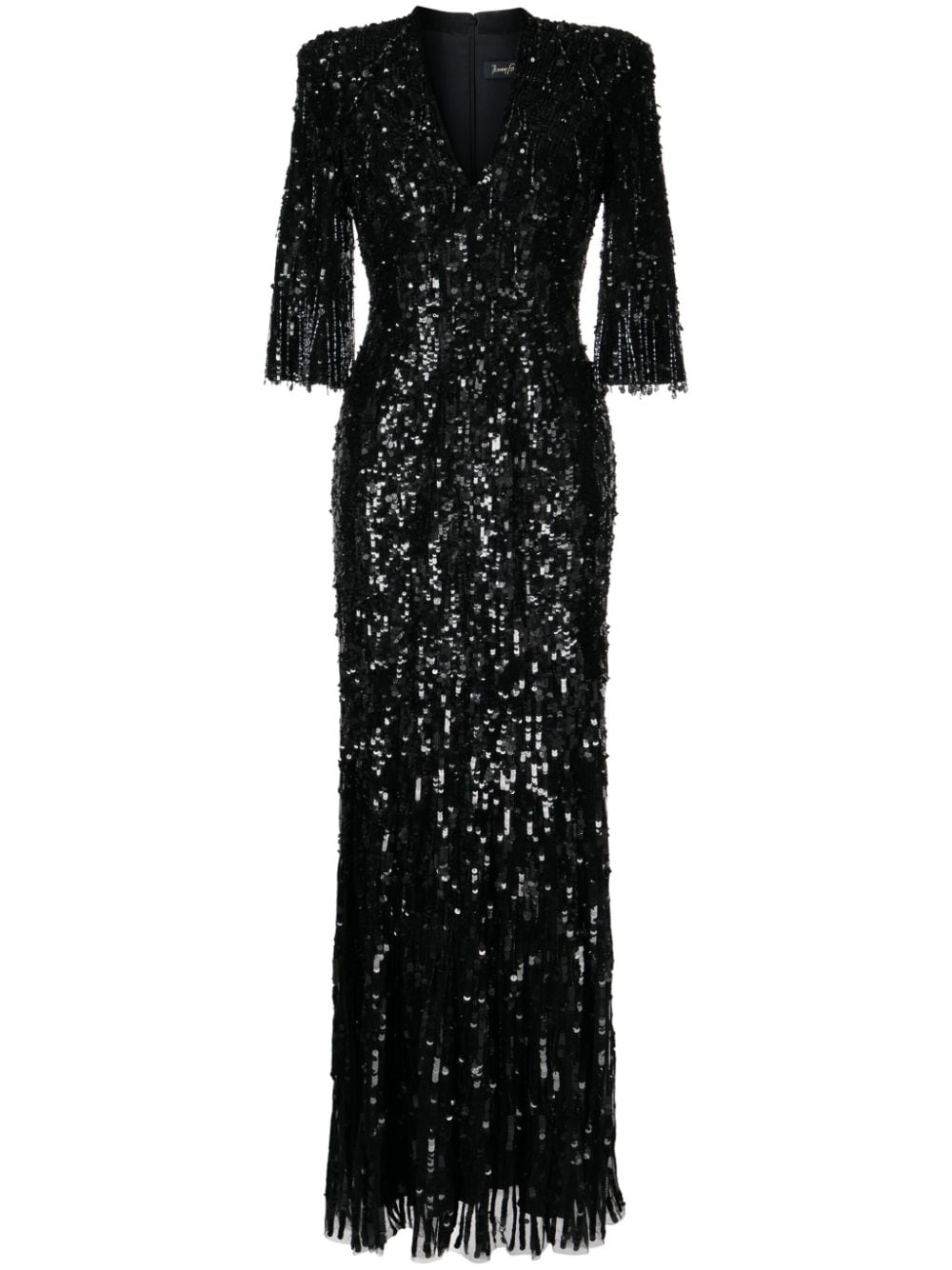 Jenny Packham Narelle V-neck sequinned A-line dress - Black von Jenny Packham