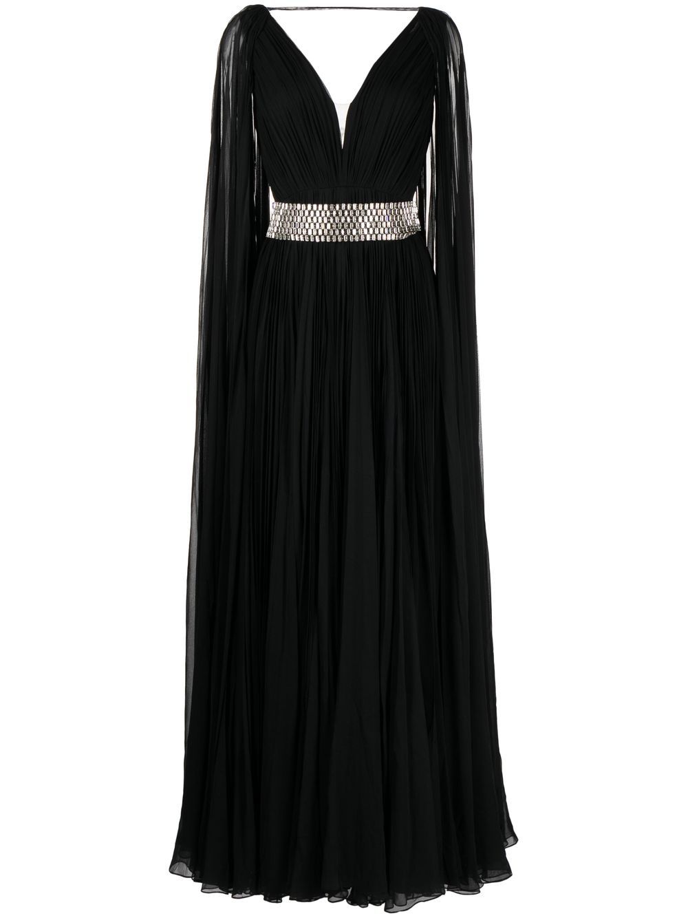 Jenny Packham cape-sleeve silk gown - Black von Jenny Packham