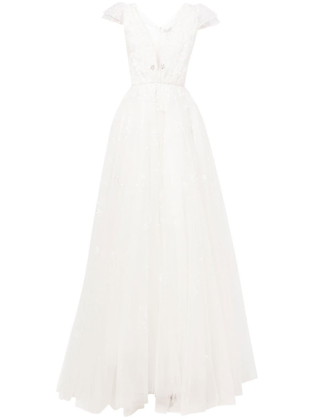 Jenny Packham sequin-embellished flared tulle gown - White von Jenny Packham