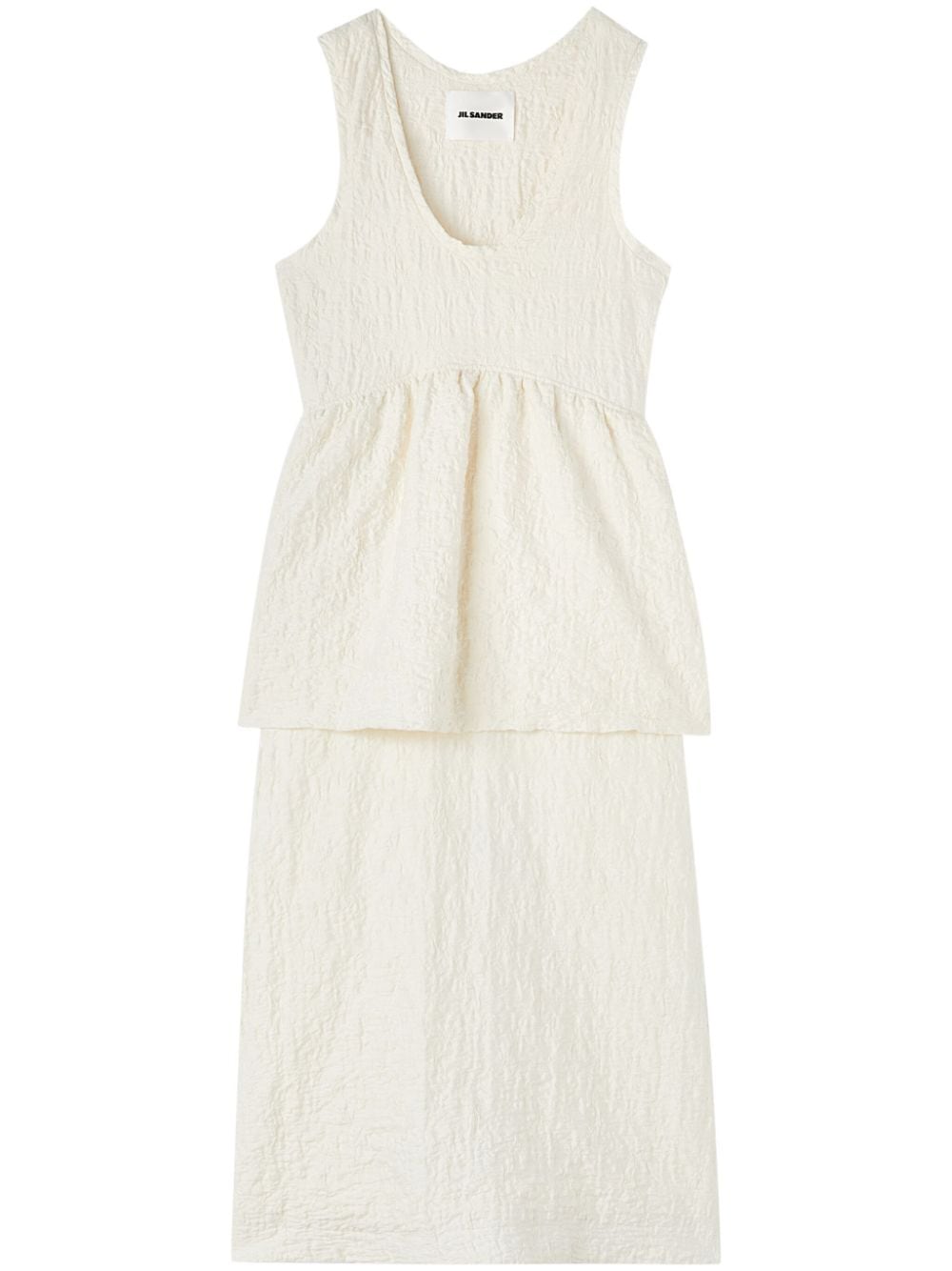 Jil Sander U-neck peplum-waist midi dress - White von Jil Sander