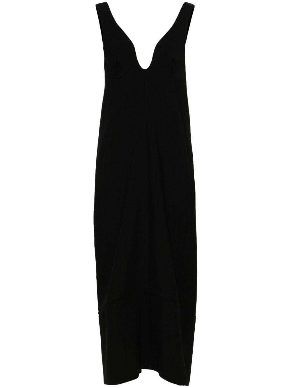 Jil Sander U-neck wool maxi dress - Black von Jil Sander