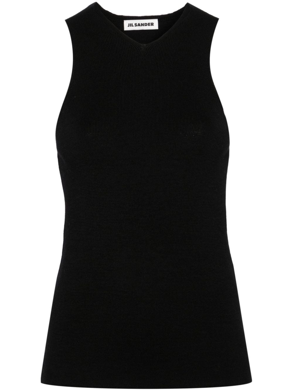 Jil Sander V-neck wool tank top - Black von Jil Sander