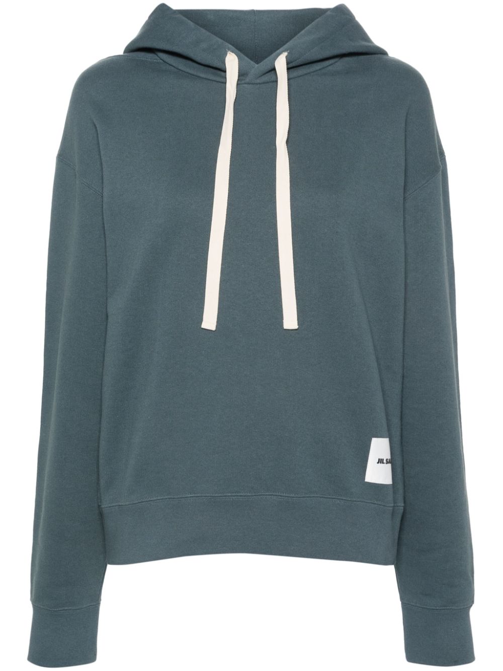 Jil Sander appliqué-logo cotton hoodie - Blue von Jil Sander