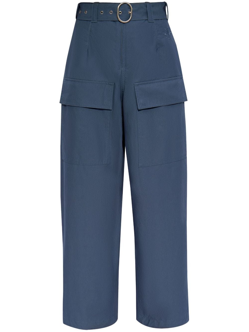 Jil Sander belted straight-leg cotton trousers - Blue von Jil Sander