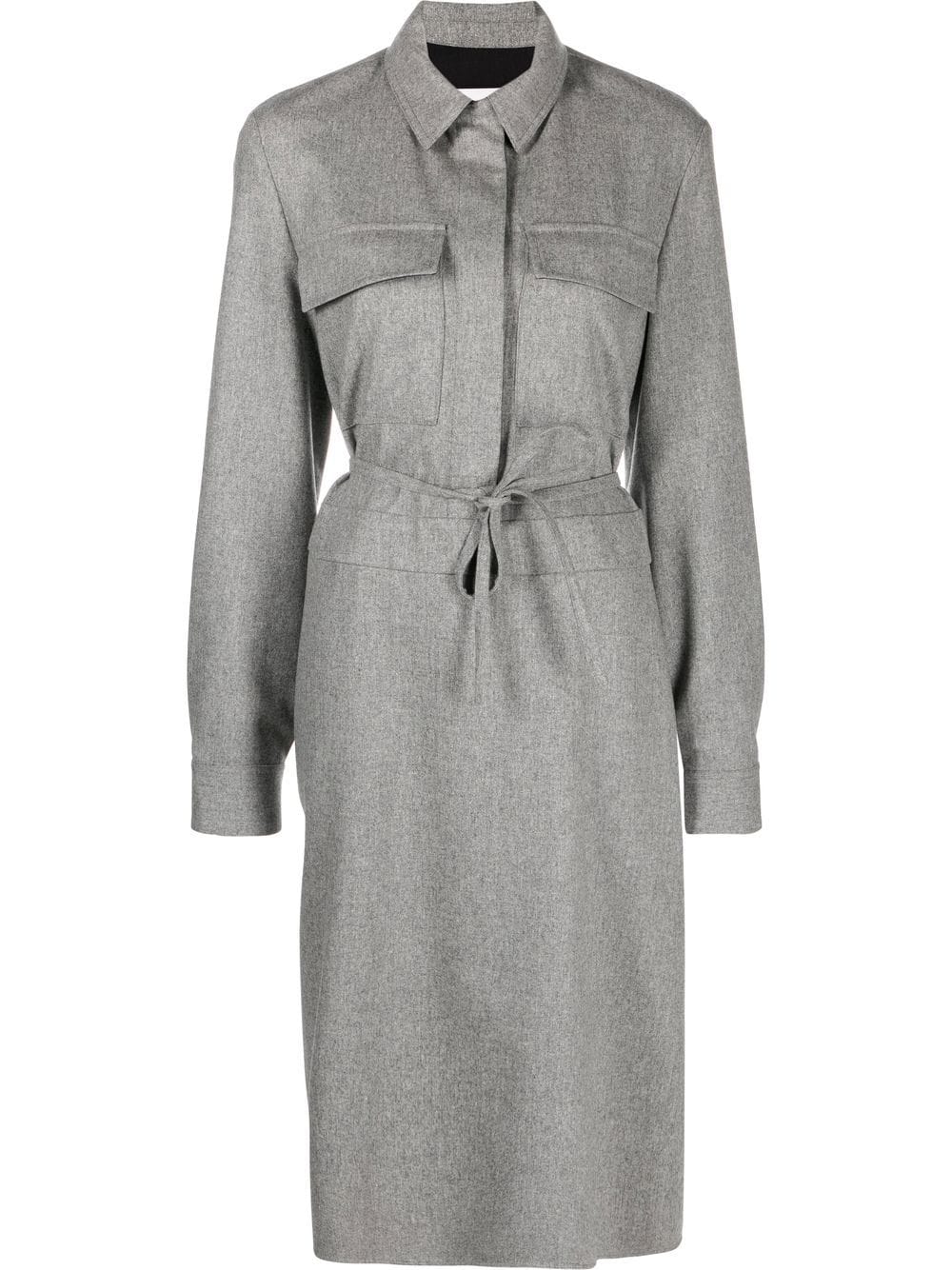 Jil Sander belted wool shirt dress - Grey von Jil Sander