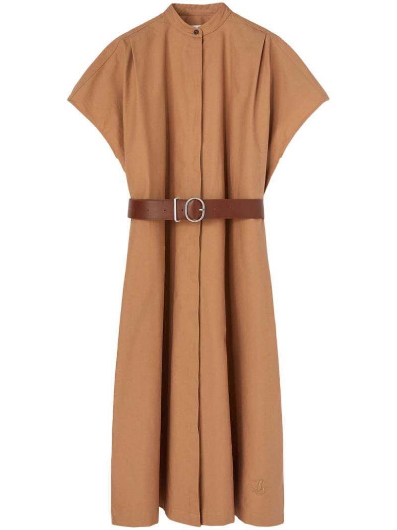 Jil Sander collarless belted shirt dress - Brown von Jil Sander