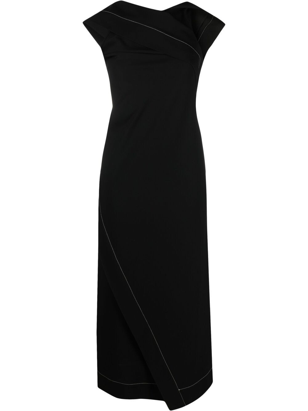 Jil Sander contrast stitching draped dress - Black von Jil Sander