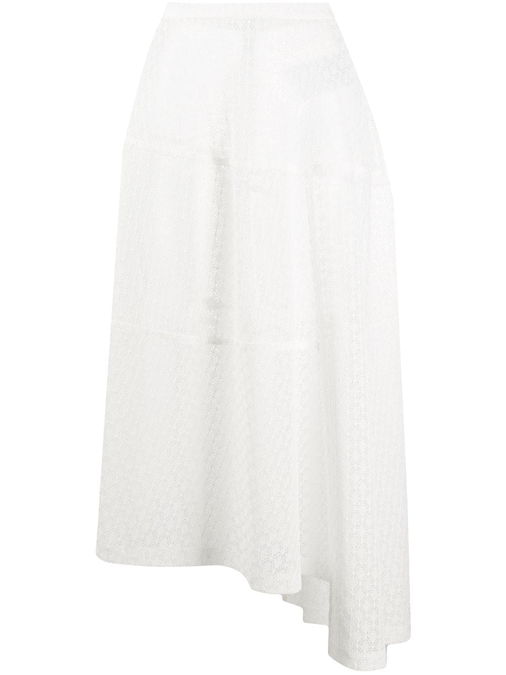 Jil Sander crochet-lace asymmetric midi skirt - White von Jil Sander