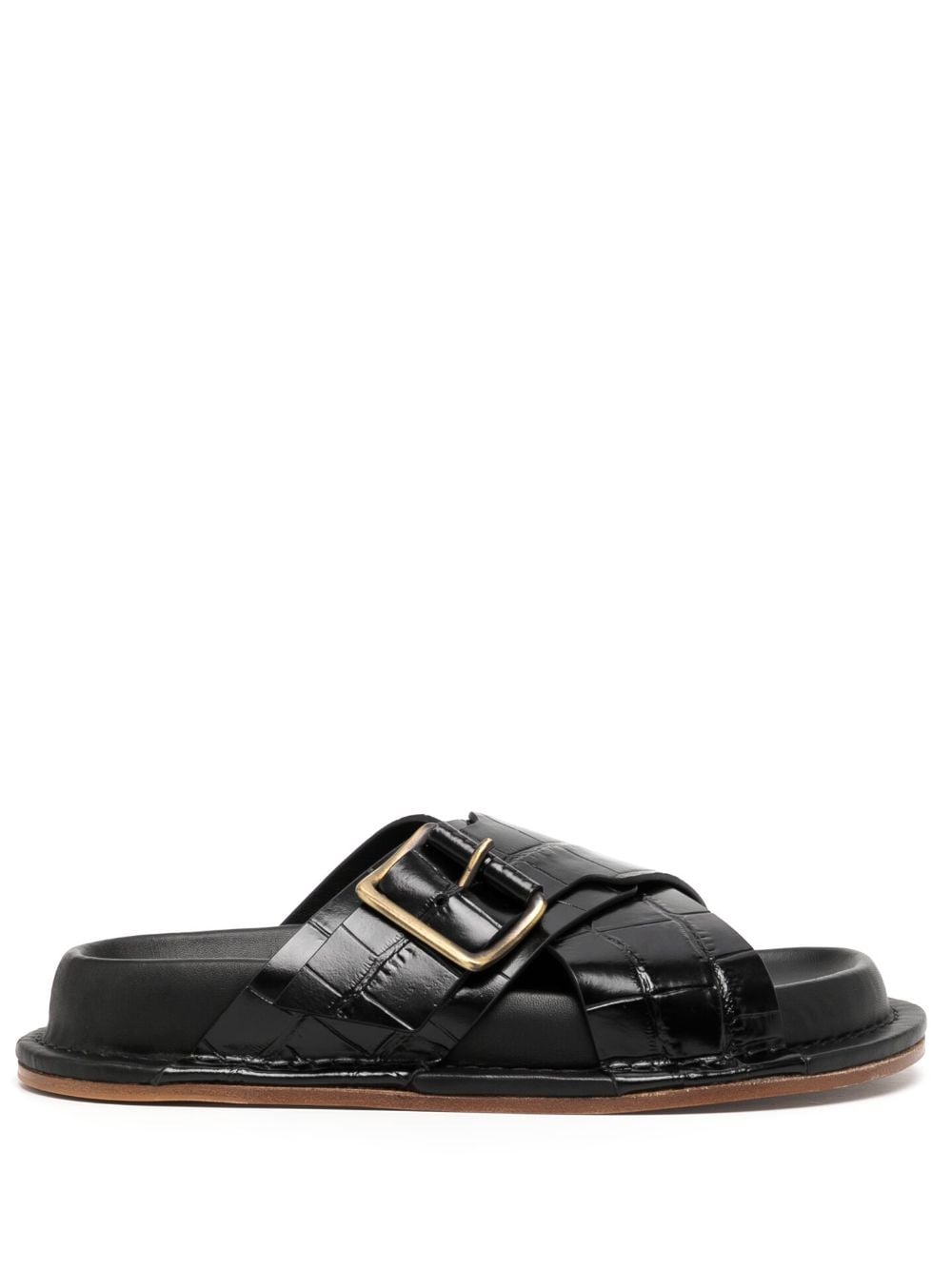 Jil Sander crocodile-embossed leather sandals - Black von Jil Sander