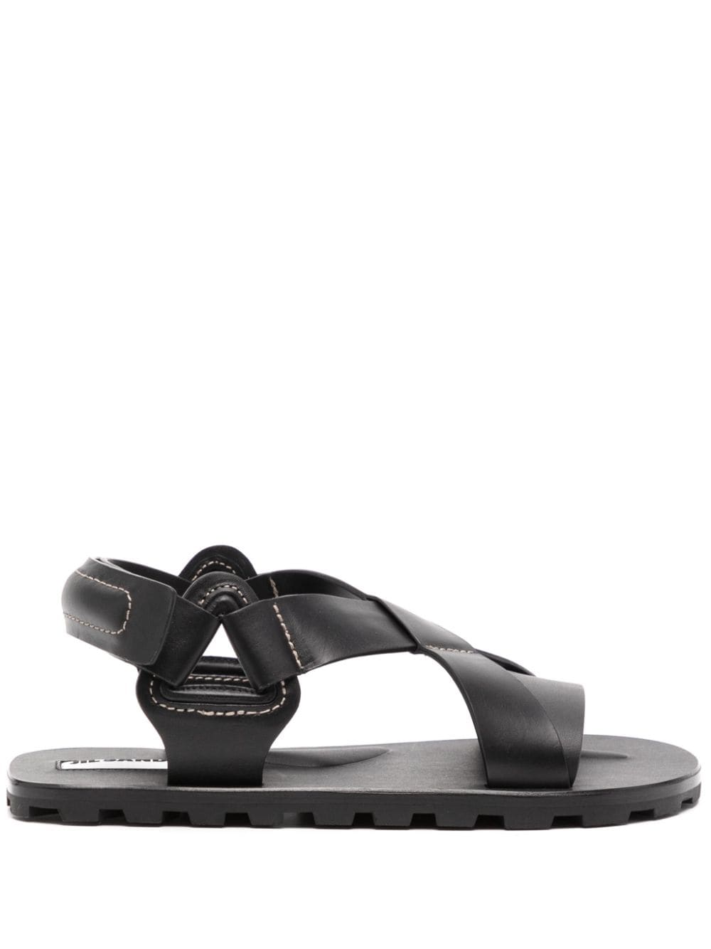 Jil Sander crossover-strap flat leather sandals - Black von Jil Sander