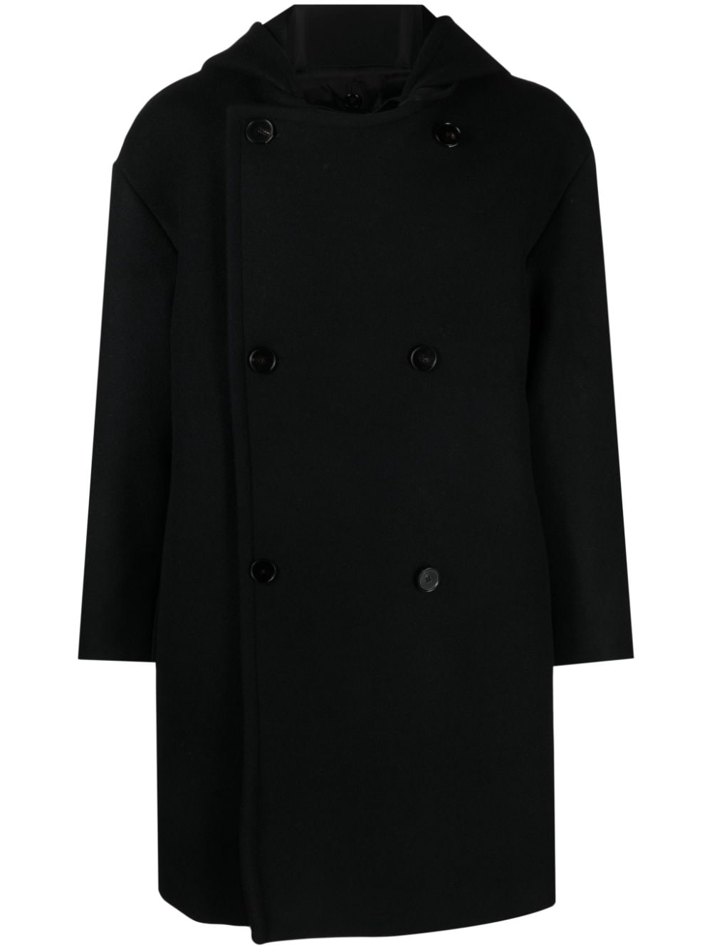 Jil Sander double-breasted hooded wool coat - Black von Jil Sander