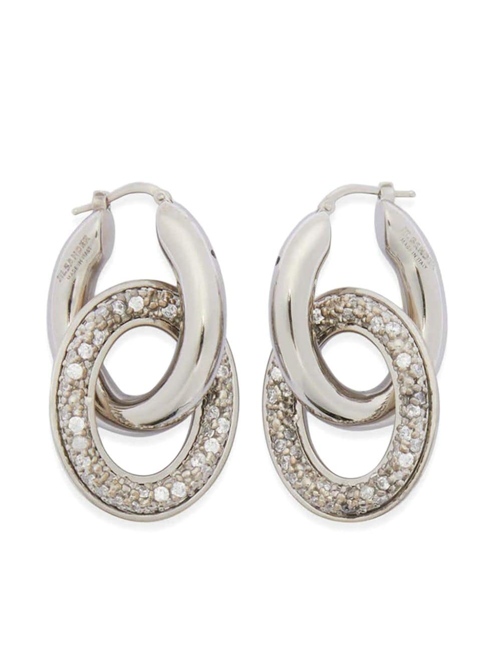 Jil Sander double-hoop zircon earrings - Silver von Jil Sander