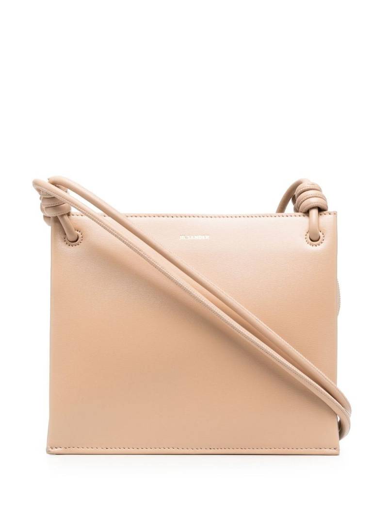 Jil Sander engraved-logo leather crossbody bag - Neutrals von Jil Sander