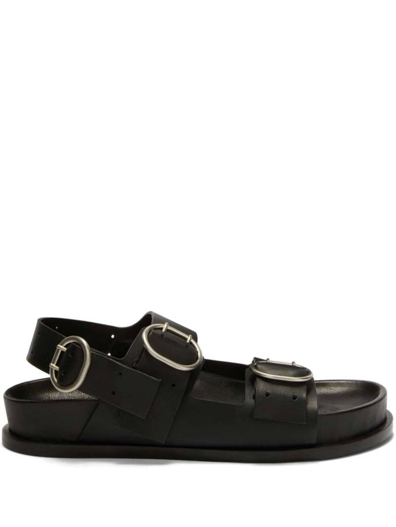 Jil Sander flat buckled leather sandals - Black von Jil Sander