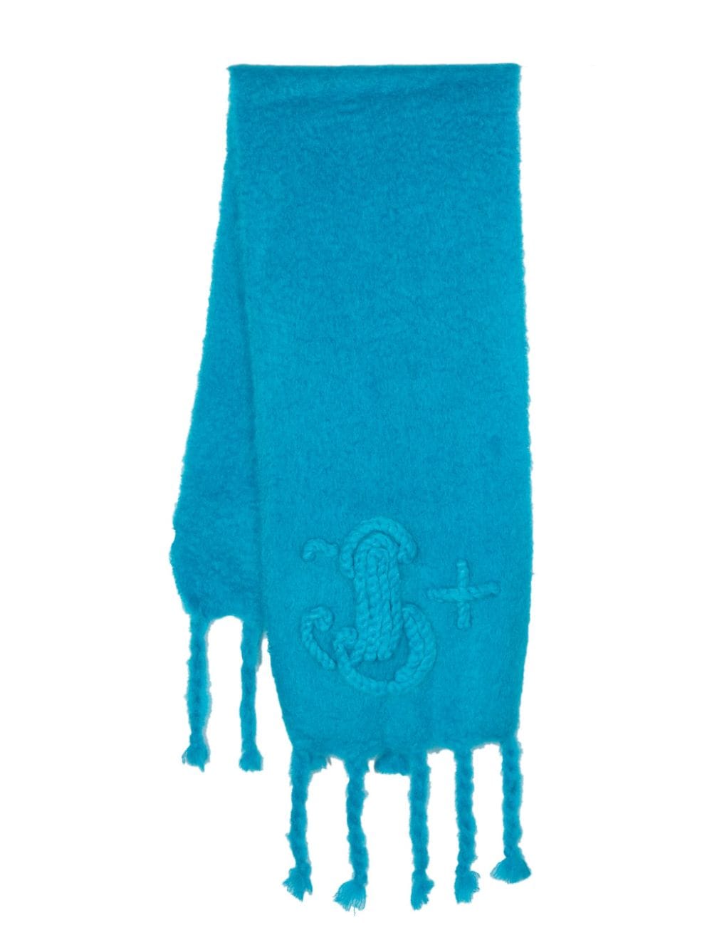 Jil Sander fringe-edge mohair-blend scarf - Blue von Jil Sander