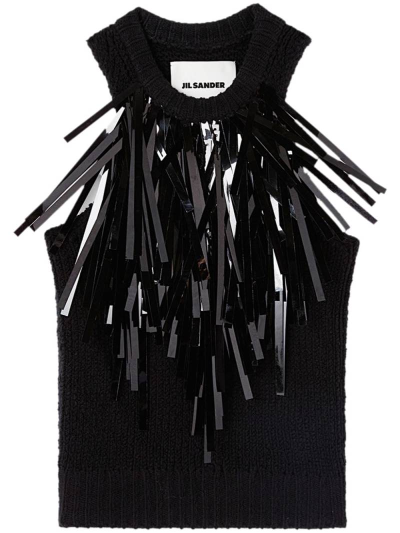Jil Sander fringe-trim knitted top - Black von Jil Sander
