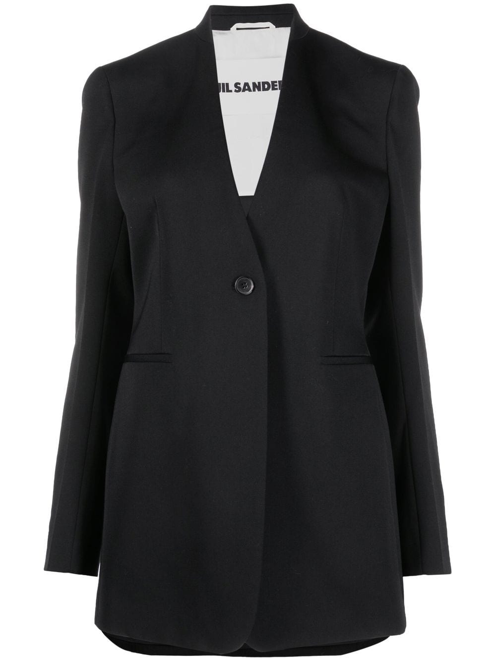 Jil Sander lapelless single-breasted blazer - Black von Jil Sander