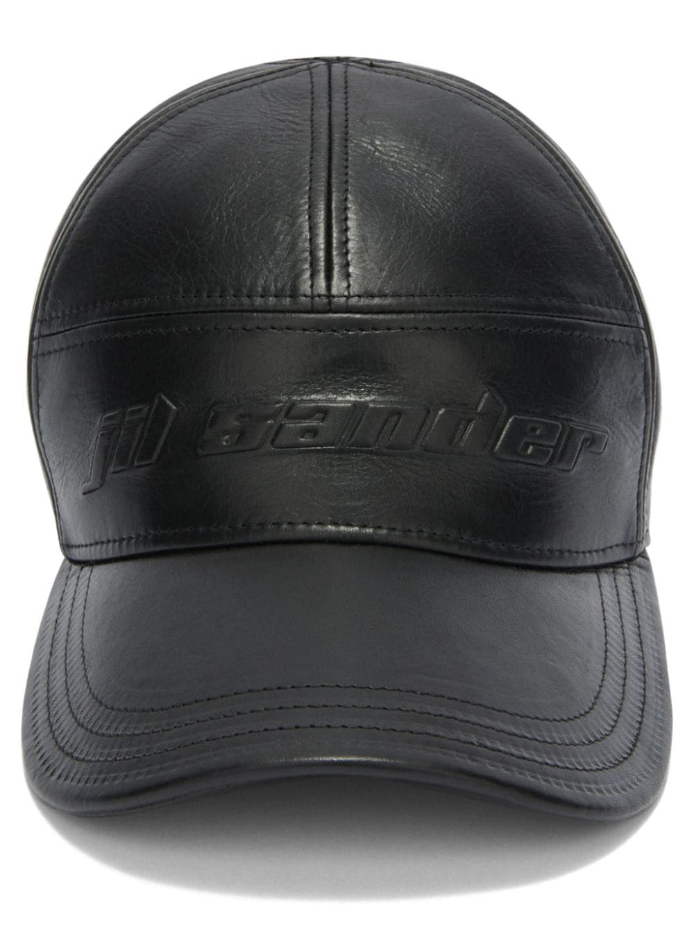 Jil Sander logo-embossed leather cap - Black von Jil Sander