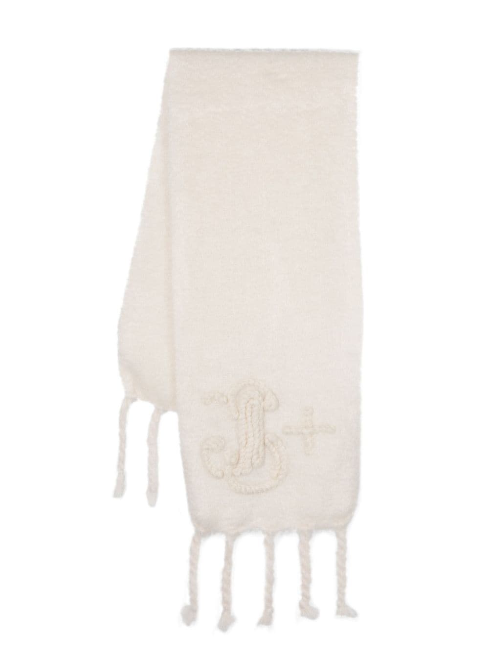 Jil Sander logo-embroidered mohair-wool scarf - Neutrals von Jil Sander